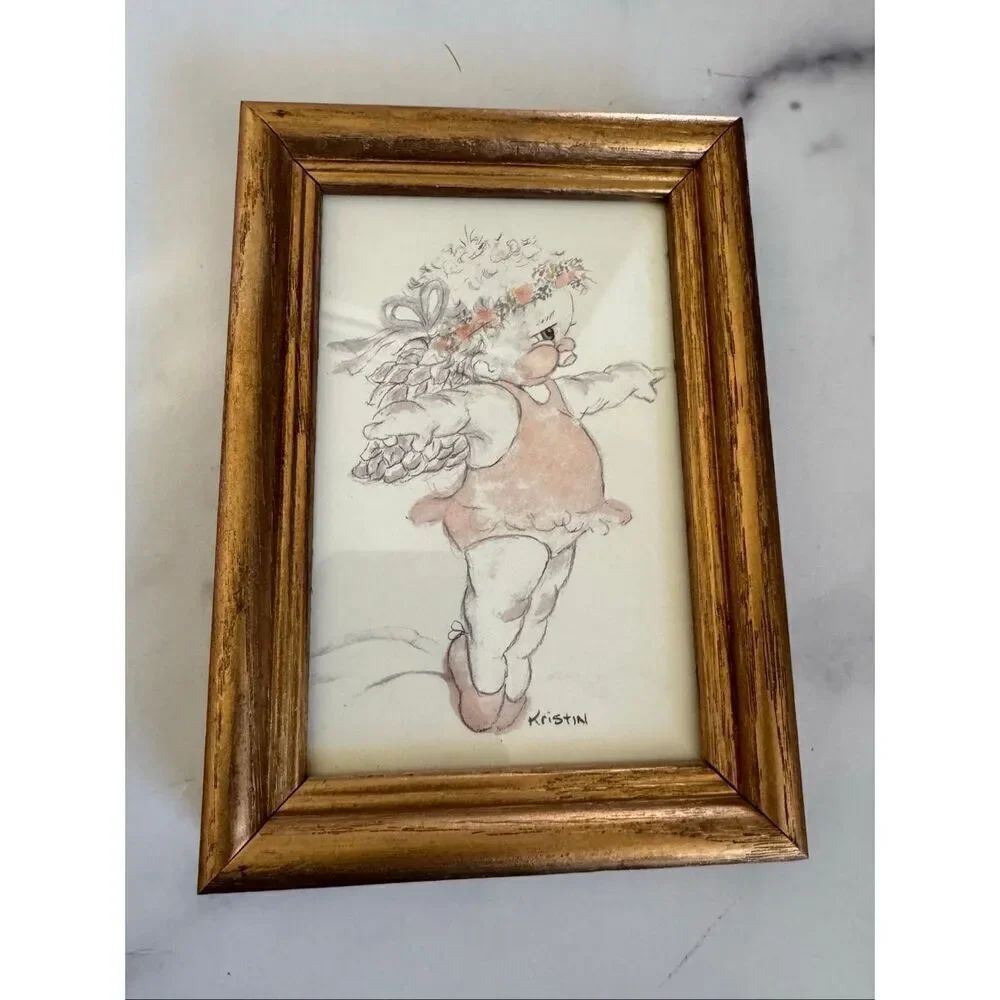 Kristin pudgy toddler ballerina girl art print 90’s wall art decor nursery